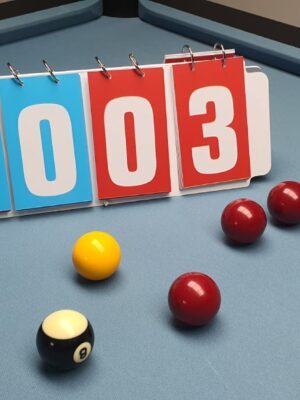 This Scoreboard records the frames won by each player . Names can be written with a white board marker on the sides. PN: White board marker is not included.
