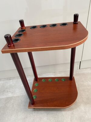 wooden corner floor cue rack